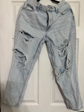 Aeropostale Light Blue Distressed Mom Jeans